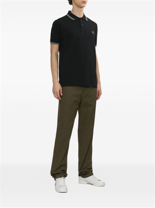 Polo uomo M3600  manica corta navy/verde FRED PERRY | M3600T73